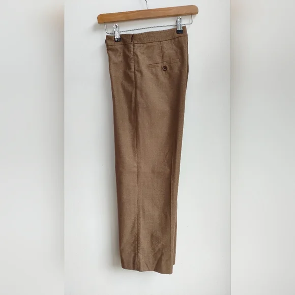 Jigsaw Brown Tan 100% Wool Wide Leg Trousers Size 10 - Picture 3 of 8